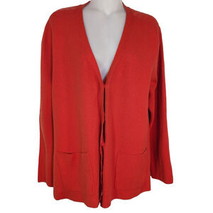 Cabi Cardigan Sweater Womens XL Passage Ribbed V-Neck Pockets Molten Lava 3888